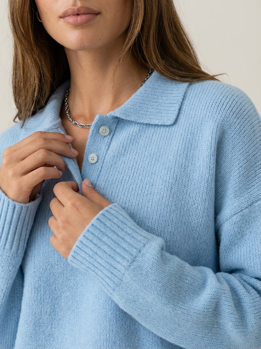 Laura - Jersey de Punto con Cuello Elegante